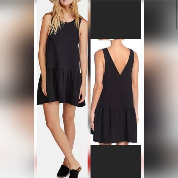 Free People Easy Street Pullover Mini Dress black XS NWT drop waist sleeveless - Picture 1 of 12